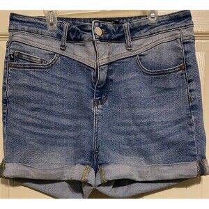 Judy Blue Denim Jean Shorts Women’s Large Stretch Cuffed JB150143 Low Rise EUC